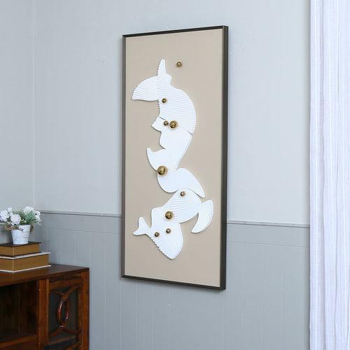 Rectangular Abstract Wall Decor (White & Beige)