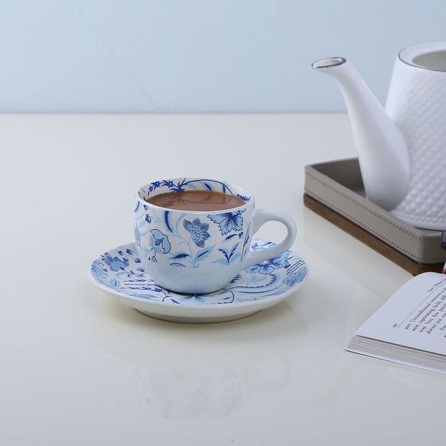 Floral Cup & Saucer Set (Blue)