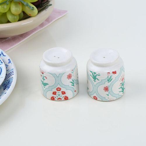 Floral Salt and Pepper Container Set (Green)