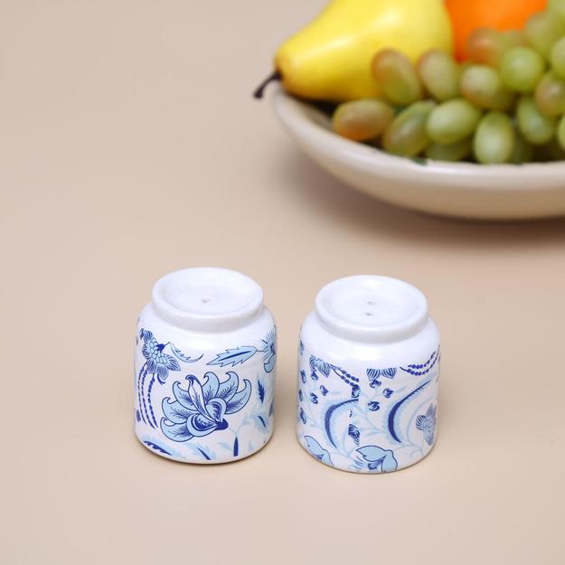 Floral Salt and Pepper Container Set (Blue)