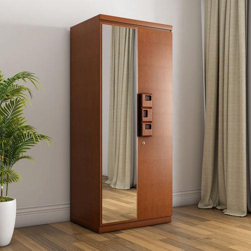 Hedron 2 Door Wardrobe With Mirror (Antique Cherry)