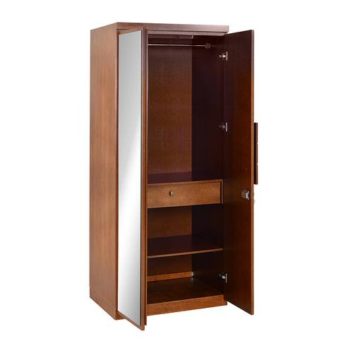 Hedron 2 Door Wardrobe With Mirror (Antique Cherry)