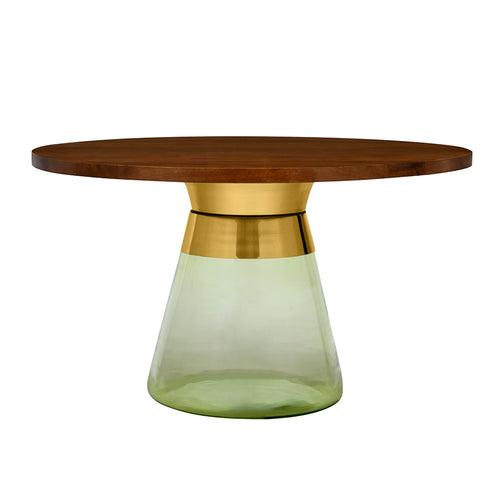 Pixie Glass Center Table With Wooden Top (Walnut)