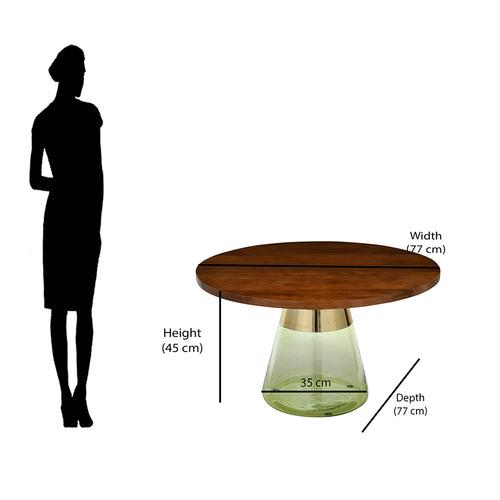 Pixie Glass Center Table With Wooden Top (Walnut)