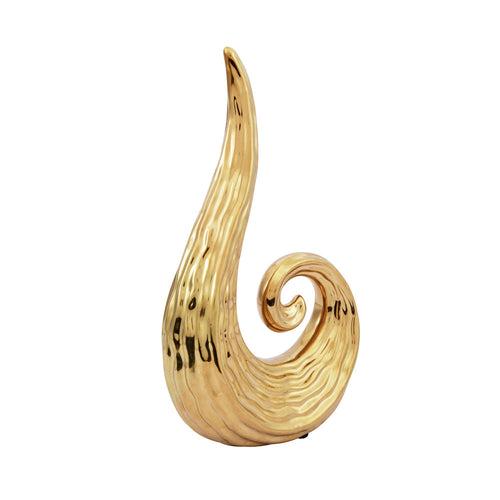 Decorative Scroll Design Ceramic Showpiece (Gold)