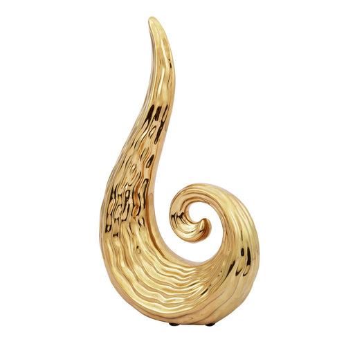 Decorative Scroll Design Ceramic Showpiece (Gold)