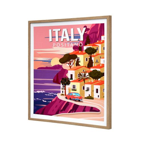 Positano Italy Canvas Wall Painting (Pink & Purple)