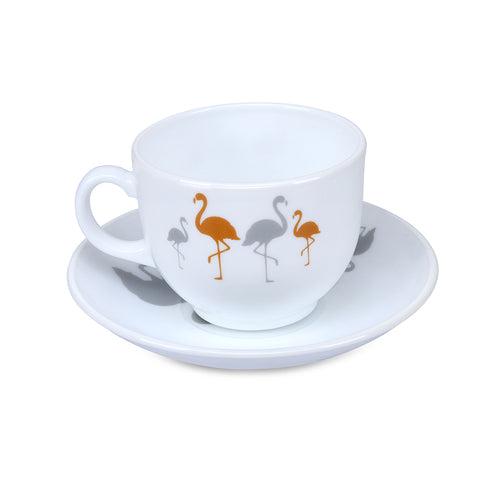 Arias by Lara Dutta Ornate Charms Cup & Saucer Set of 12 (220 ml, 6 Cups & 6 Saucers, White)