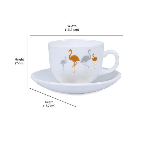 Arias by Lara Dutta Ornate Charms Cup & Saucer Set of 12 (220 ml, 6 Cups & 6 Saucers, White)