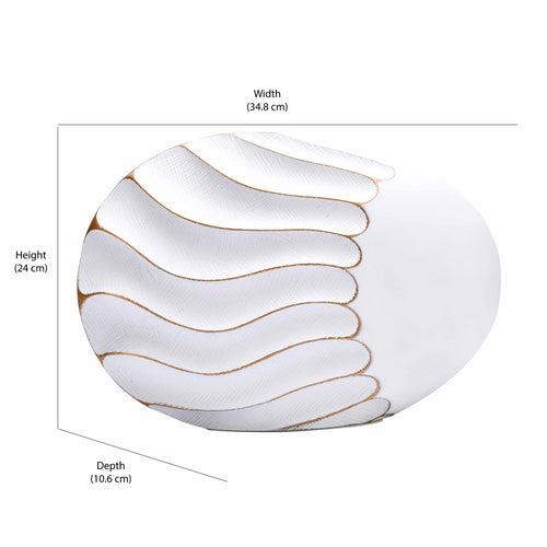 Decorative Oval Polyresin Vase (White & Gold)