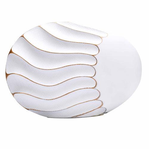 Decorative Oval Polyresin Vase (White & Gold)