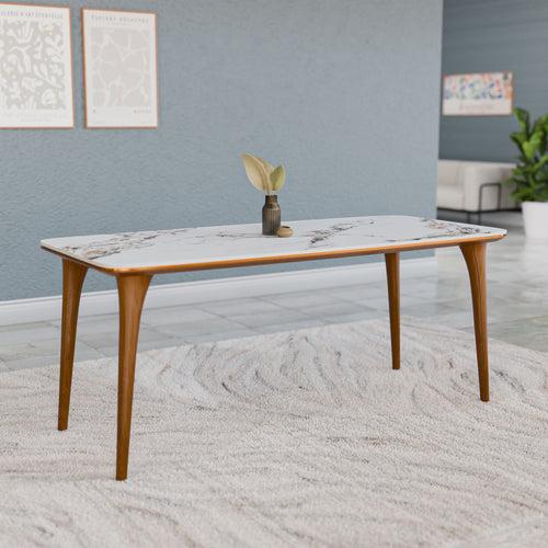 Princeton 6 Seater Dining Table (White and Ash Wood)