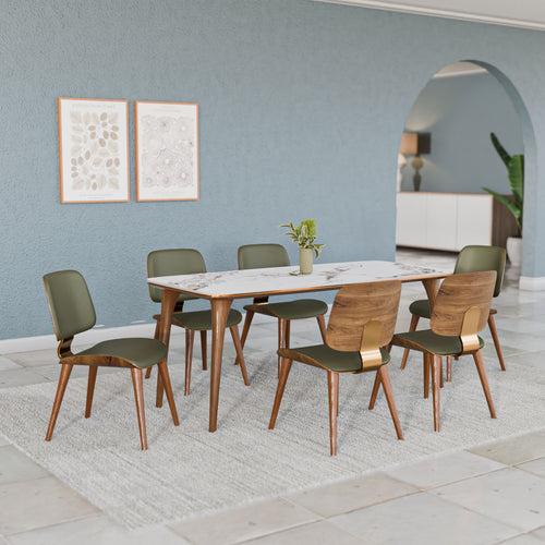 Princeton 6 Seater Dining Set (White and Ash Wood)