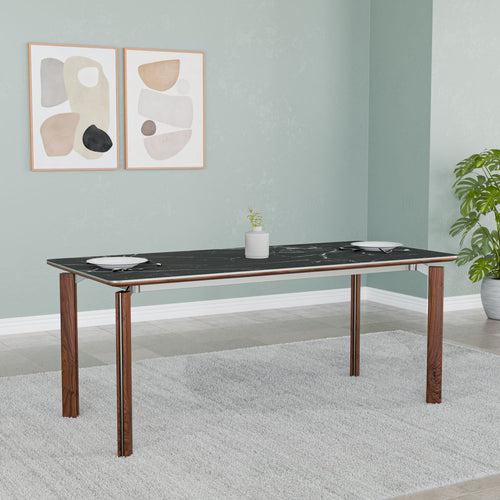 Trinity 6 Seater Dining Table (Black and Walnut)