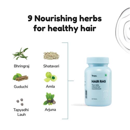 Hair Ras Ayurvedic Hair Herbs | 100% Natural Hair Supplement with Bhringraj