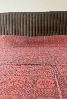 Rust & Grey Handloom Bed Cover