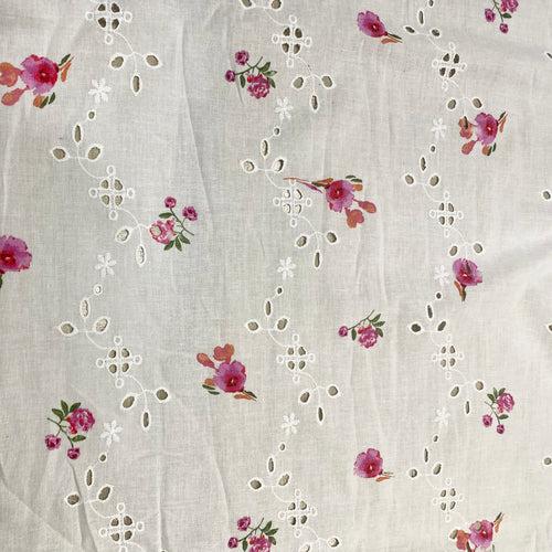 Printed Hakoba Schiffli Flora Fabric