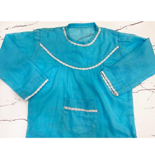 Sky Blue Cotton Mul Night Suit