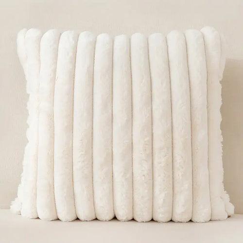 Rabbit Fur Strip Throw Pillow Cover