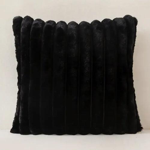 Rabbit Fur Strip Throw Pillow Cover