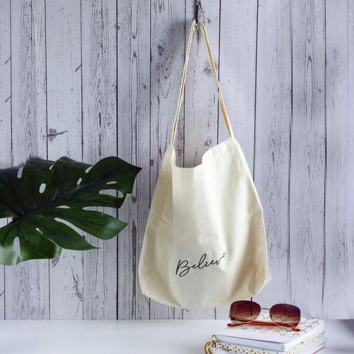 "Believe" Pastel Canvas Tote Bag