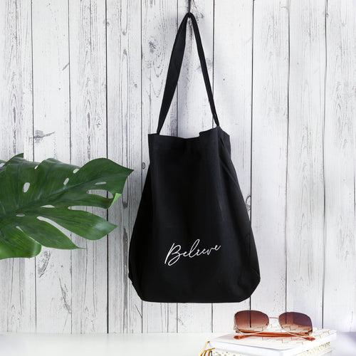 "Believe" Pastel Canvas Tote Bag