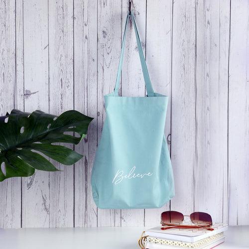 "Believe" Pastel Canvas Tote Bag