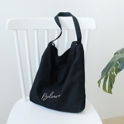 "Believe" Pastel Canvas Tote Bag