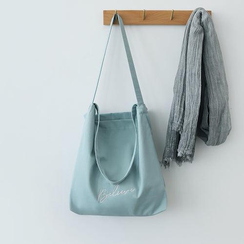 "Believe" Pastel Canvas Tote Bag