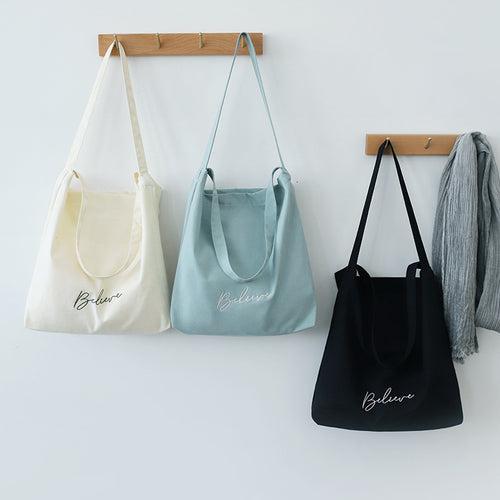 "Believe" Pastel Canvas Tote Bag