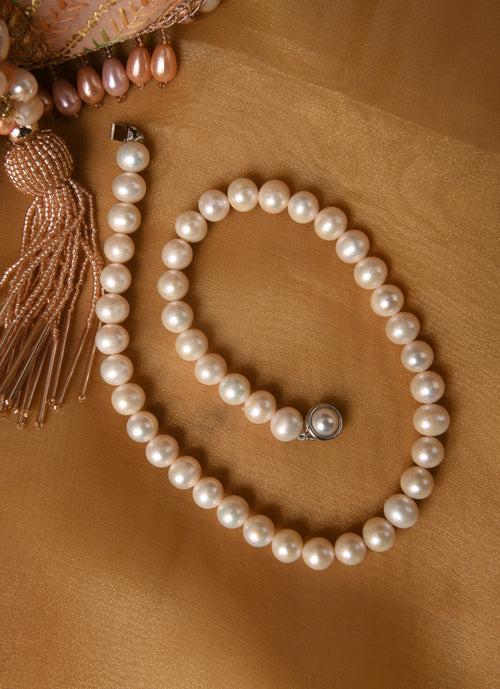 Classic Freshwater Pearls Necklace (10 mm) and Studs (11 mm) Set