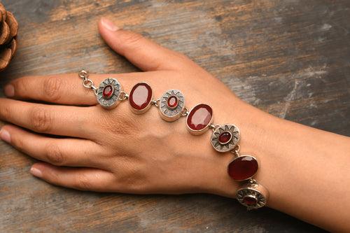 Red Onyx Silver Bracelet