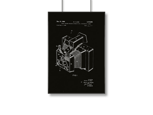 Rangefinder Focus Camera Patent Poster | A3+ | Black Background