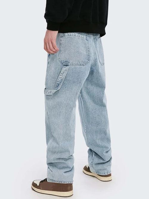 Sky Ride Blue Front Stitch Men Baggy Jeans