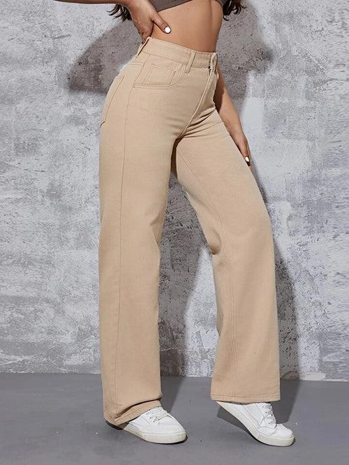 Neutral Nude Tone Straight leg Jeans