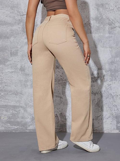 Neutral Nude Tone Straight leg Jeans