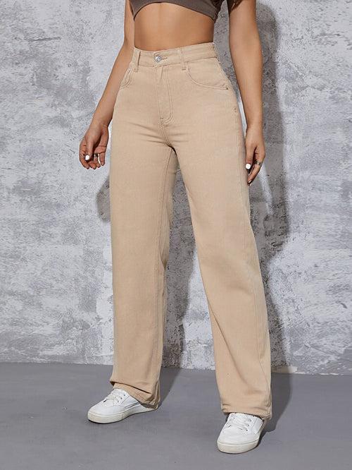 Neutral Nude Tone Straight leg Jeans