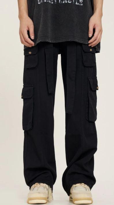 Black Casual Cargo Baggy Jeans