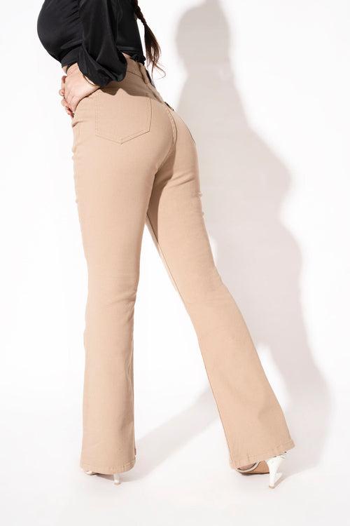 Sand Wash Bootleg High Rise Flare Jeans