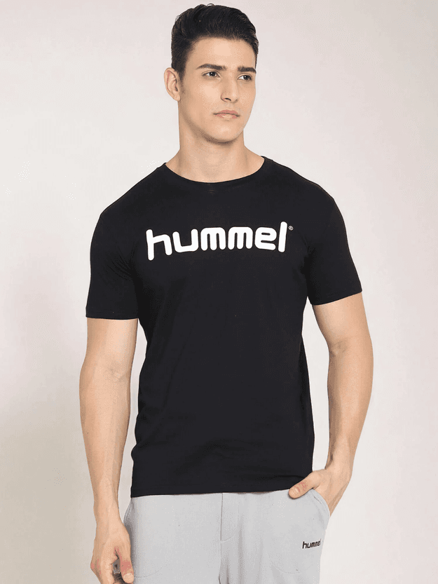 Go Cotton Logo Round Neck Cotton Rich Half Sleeve Solid Regular fit Cottonpoly T-shirt for Men Comfortable soft Breathable Fabric Stretchable for Everyday Use Ideal for Casualwear