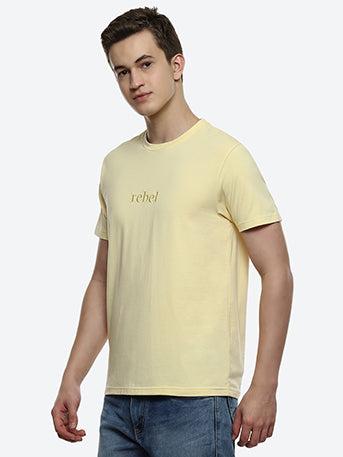 Fringe Men's Yellow Embroidered Stripes T-shirt