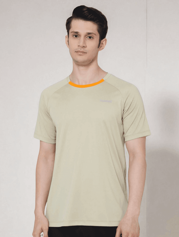 Jish Round Neck Half Sleeve Solid Regular fit Polyester T-shirt for Men Comfortable Breathable Fabric Stretchable for Everyday Use Ideal for Yoga Training Gym Running or Performance