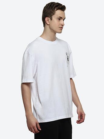 Mood  Men's White Oversized T-shirt