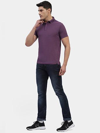 Hummel Men Purple Swift Sports Polo Collar Tshirt