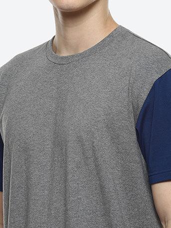 Hue Men's Grey Color Block Boxy T-shirt