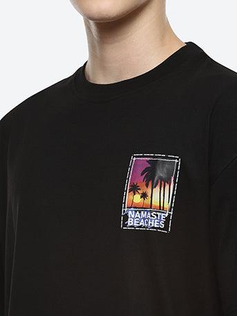 Vacay Men's Black Oversized T-shirt