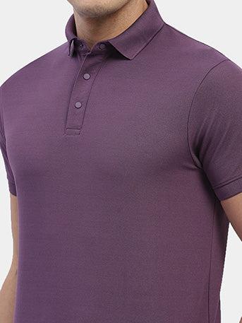 Hummel Men Purple Swift Sports Polo Collar Tshirt