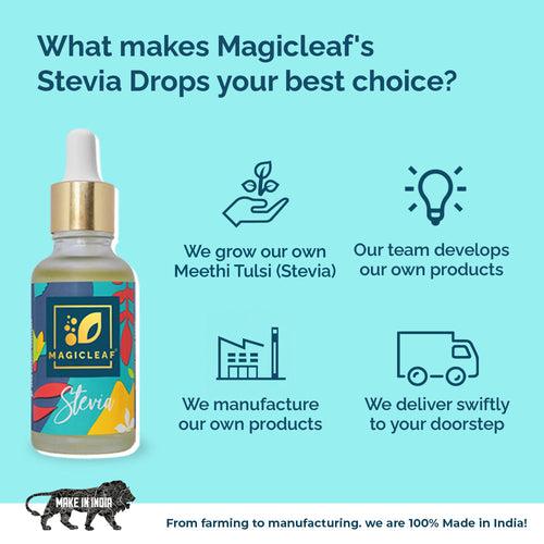 Magicleaf Himalayan Stevia Leaf Drops (Pack of 2 - 30ml Each) | Natural Sweetener Made From 100% Pure Stevia Leaf Extract | 🎁 With 2 FREE Gifts