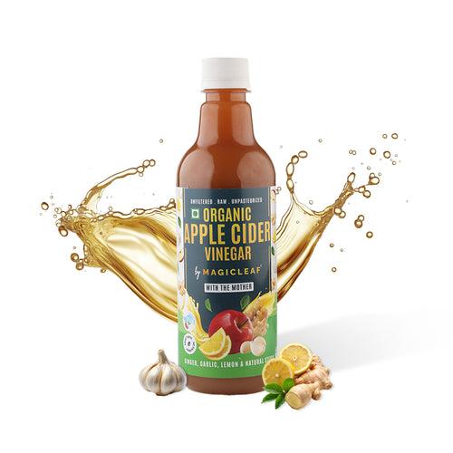 Organic Himalayan Apple Cider Vinegar (𝑭𝒍𝒂𝒗𝒐𝒓: 𝑮𝒊𝒏𝒈𝒆𝒓, 𝑮𝒂𝒓𝒍𝒊𝒄 & 𝑳𝒆𝒎𝒐𝒏) | Raw, Unfiltered, Unpasteurized | Contains Mother Culture & Probiotics (500 ml)