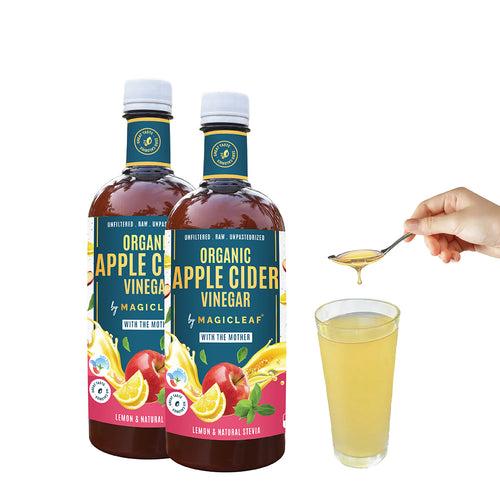 Organic Himalayan Apple Cider Vinegar with Lemon & Stevia by Magicleaf (750 ml) | Made From Shimla Apples